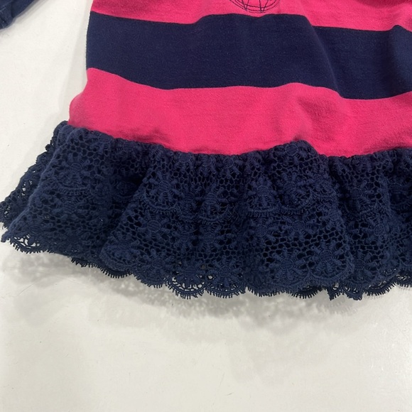Ralph Lauren Baby Girl's Striped Dress with collar and ruffle - Blue/pink 9 M - Picture 4 of 9